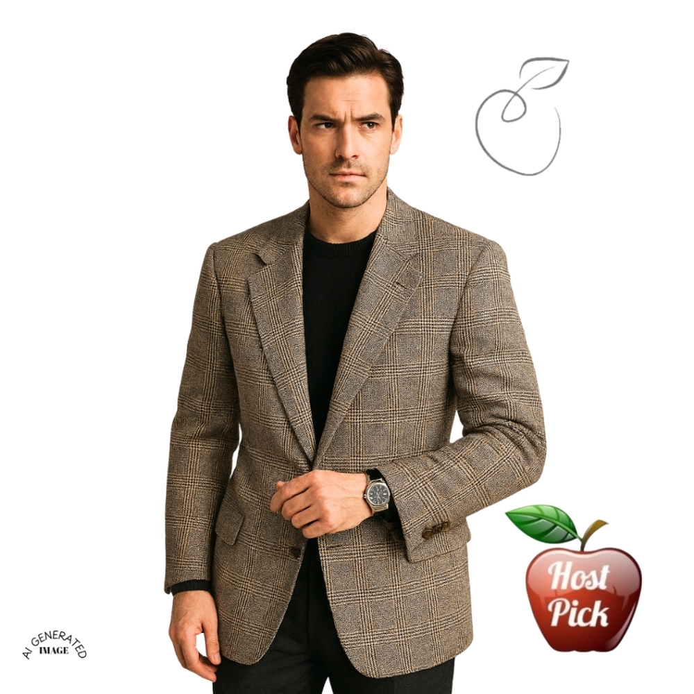AUSTIN REED GLEN PLAID SUIT COAT 44 LONG
